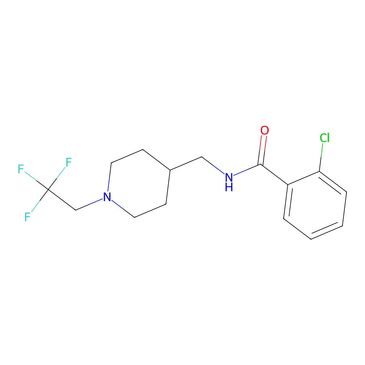 2-chloro-N-{[1-(2,2,2-trifluoroethyl)piperidin-4-yl]methyl}benzamide molecular structure, CAS 2320179-11-9