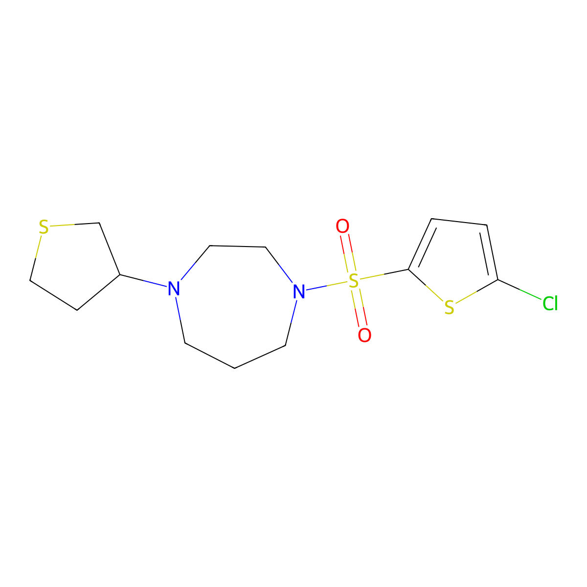 1-[(5-Chlorothiophen-2-yl)sulfonyl]-4-(thiolan-3-yl)-1,4-diazepane molecular structure, CAS 2320179-14-2