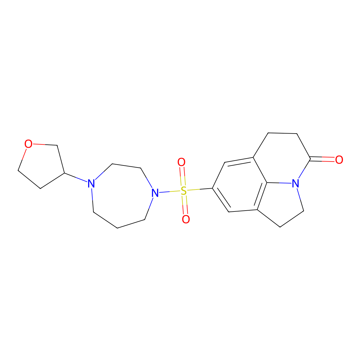 8-((4-(tetrahydrofuran-3-yl)-1,4-diazepan-1-yl)sulfonyl)-1,2,5,6-tetrahydro-4H-pyrrolo[3,2,1-ij]quinolin-4-one molecular structure, CAS 2320179-16-4