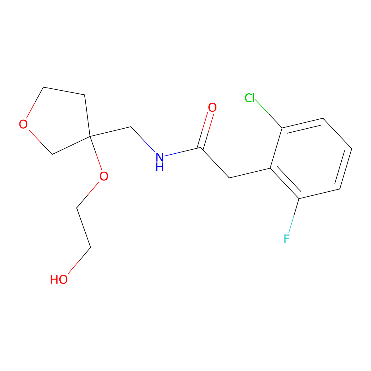 2-(2-chloro-6-fluorophenyl)-N-{[3-(2-hydroxyethoxy)oxolan-3-yl]methyl}acetamide molecular structure, CAS 2320179-19-7