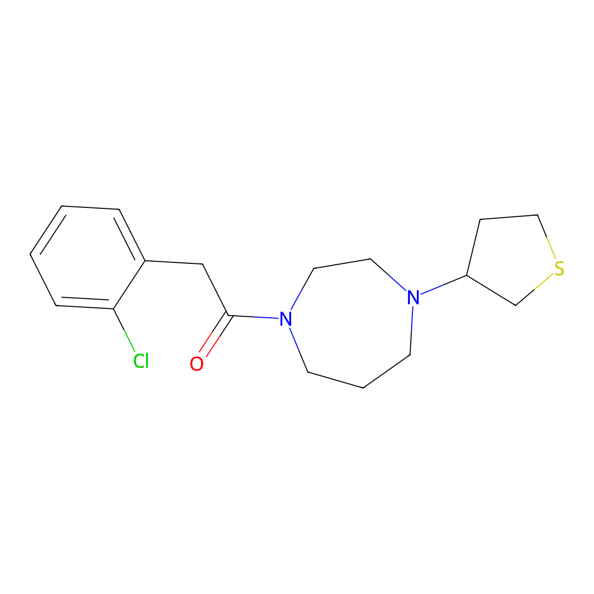 2-(2-Chlorophenyl)-1-[4-(thiolan-3-yl)-1,4-diazepan-1-yl]ethan-1-one molecular structure, CAS 2320179-24-4