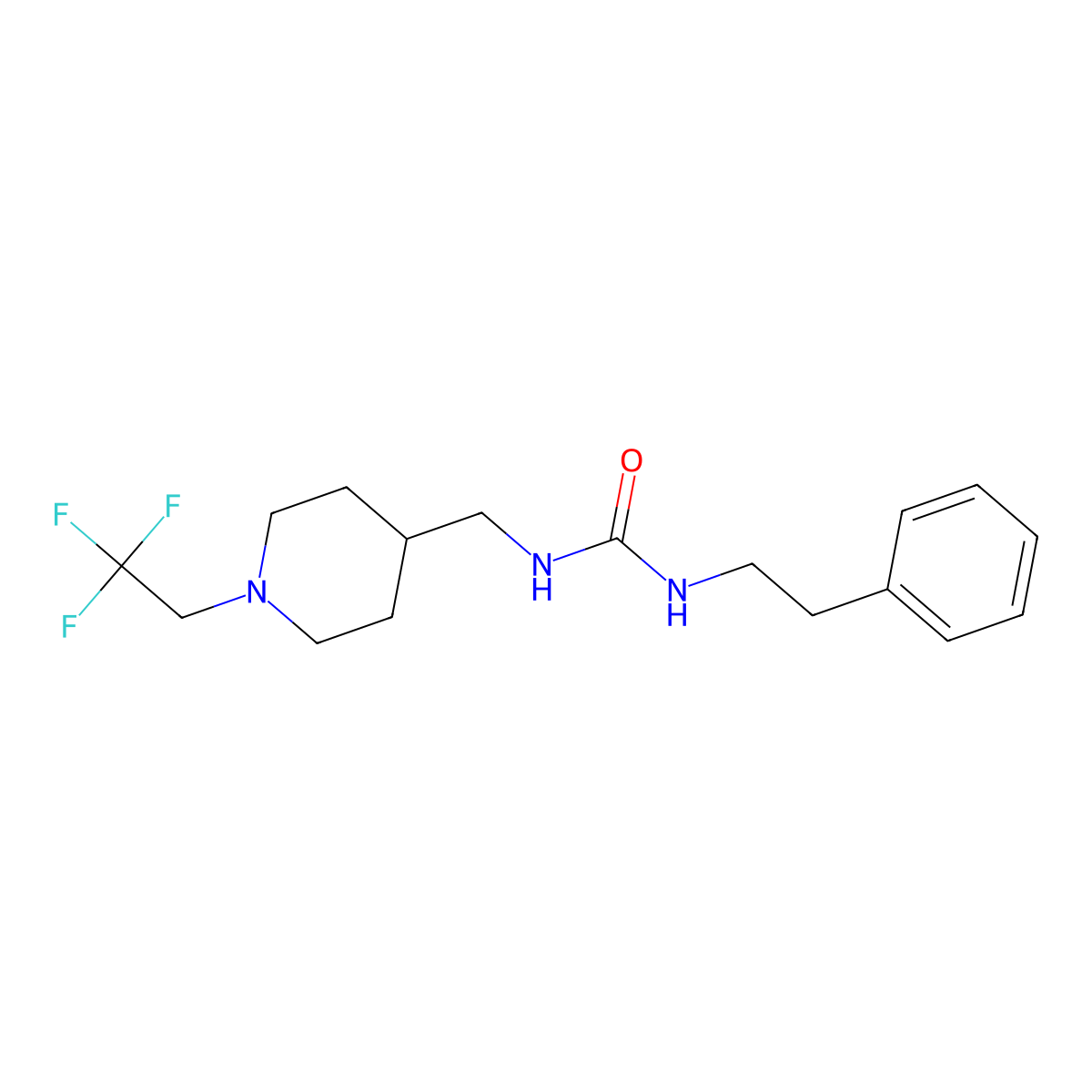 1-(2-Phenylethyl)-3-{[1-(2,2,2-trifluoroethyl)piperidin-4-yl]methyl}urea molecular structure, CAS 2320179-27-7
