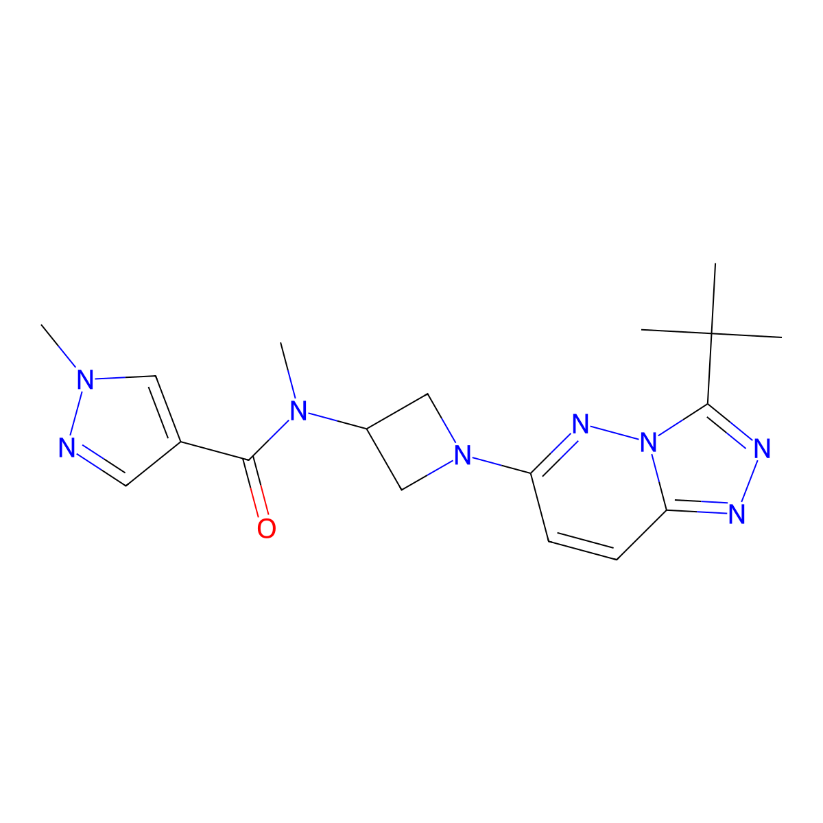 N-(1-{3-tert-butyl-[1,2,4]triazolo[4,3-b]pyridazin-6-yl}azetidin-3-yl)-N,1-dimethyl-1H-pyrazole-4-carboxamide molecular structure, CAS 2320179-40-4