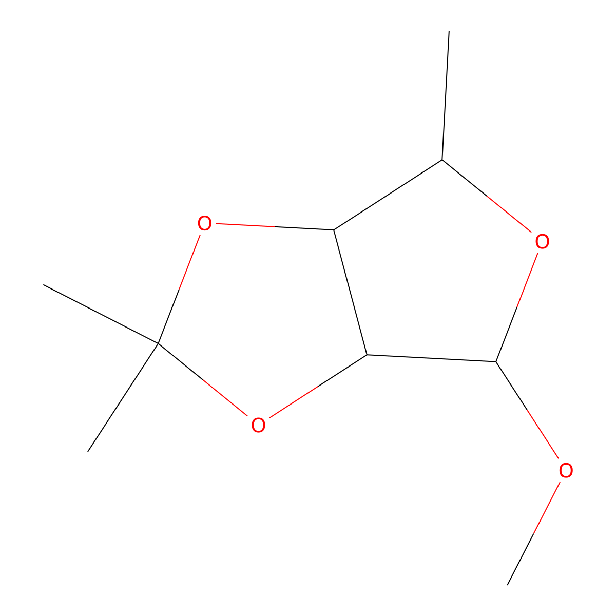 Methyl 5-deoxy-2,3-O-isopropylidene-beta-D-ribofuranoside molecular structure, CAS 23202-81-5