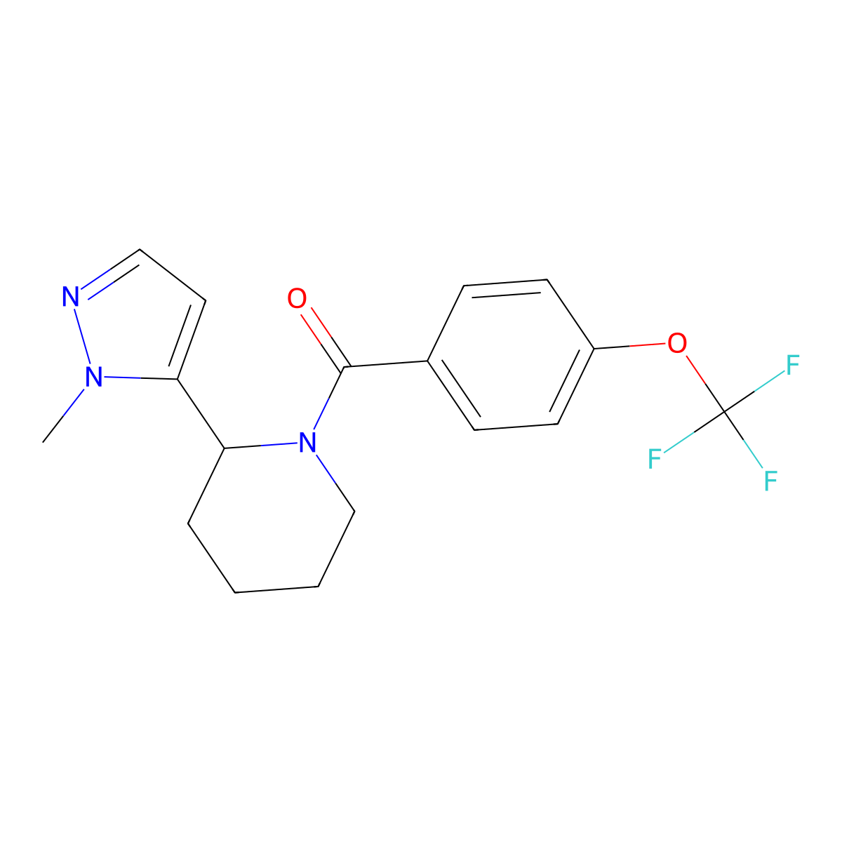 2-(1-methyl-1H-pyrazol-5-yl)-1-[4-(trifluoromethoxy)benzoyl]piperidine molecular structure, CAS 2320208-31-7