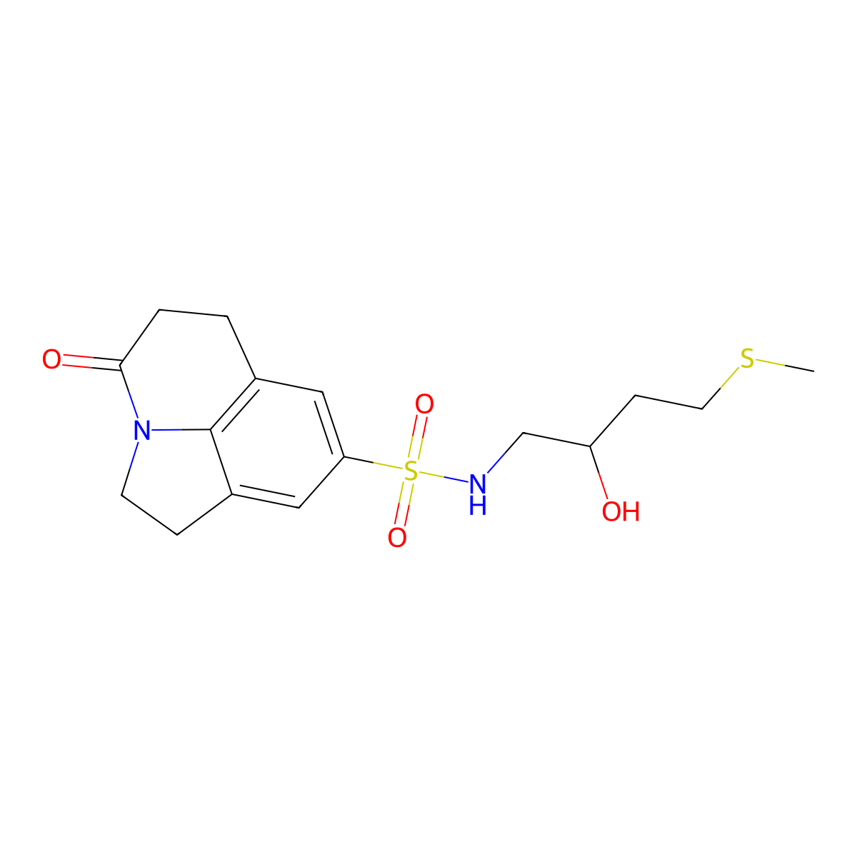 N-[2-hydroxy-4-(methylsulfanyl)butyl]-11-oxo-1-azatricyclo[6.3.1.0^{4,12}]dodeca-4(12),5,7-triene-6-sulfonamide molecular structure, CAS 2320208-38-4