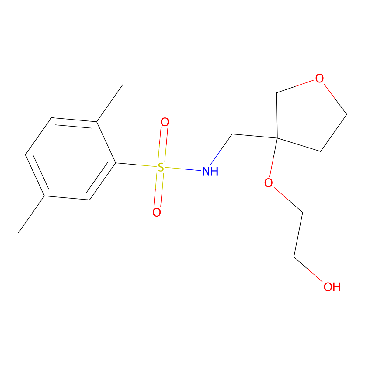 N-{[3-(2-hydroxyethoxy)oxolan-3-yl]methyl}-2,5-dimethylbenzene-1-sulfonamide molecular structure, CAS 2320208-47-5