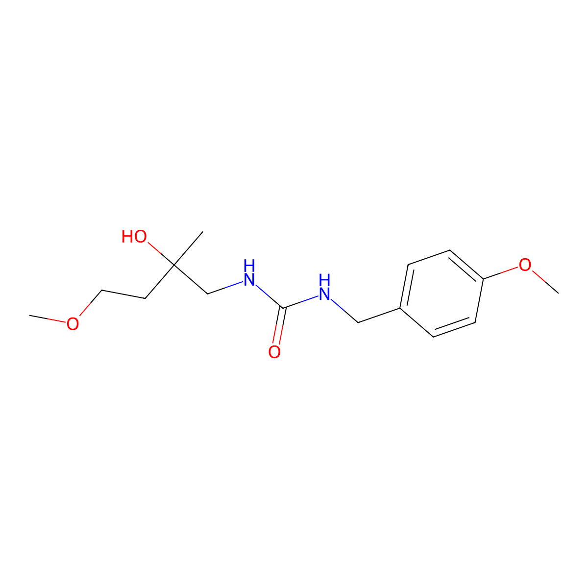 1-(2-Hydroxy-4-methoxy-2-methylbutyl)-3-(4-methoxybenzyl)urea molecular structure, CAS 2320208-55-5