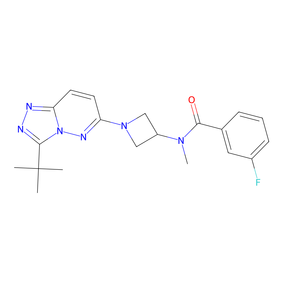 N-(1-{3-tert-butyl-[1,2,4]triazolo[4,3-b]pyridazin-6-yl}azetidin-3-yl)-3-fluoro-N-methylbenzamide molecular structure, CAS 2320208-86-2