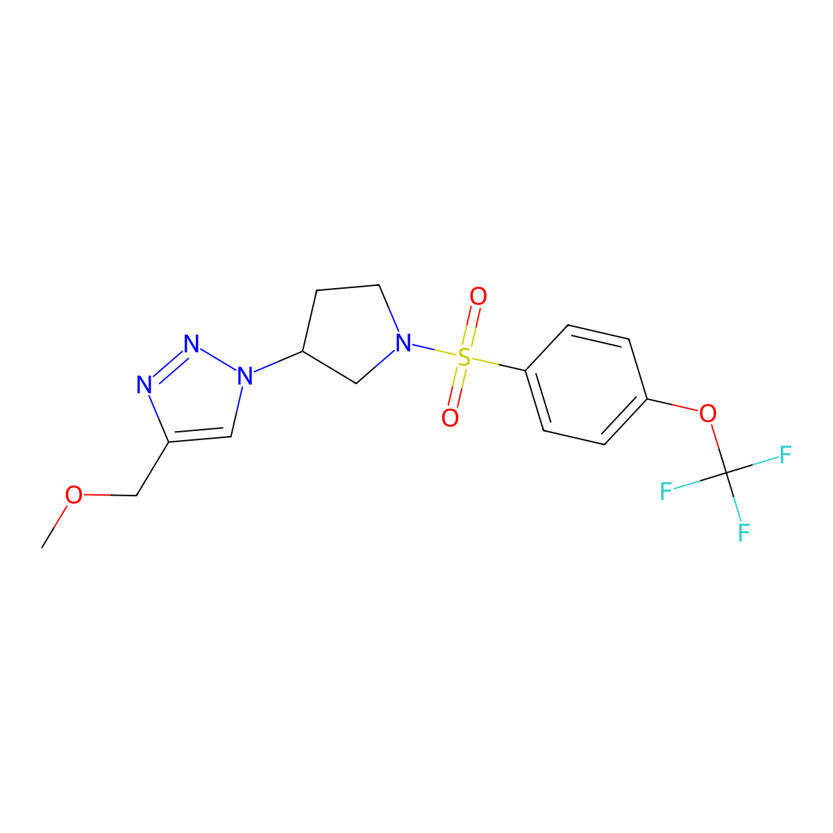 4-(methoxymethyl)-1-{1-[4-(trifluoromethoxy)benzenesulfonyl]pyrrolidin-3-yl}-1H-1,2,3-triazole molecular structure, CAS 2320208-91-9