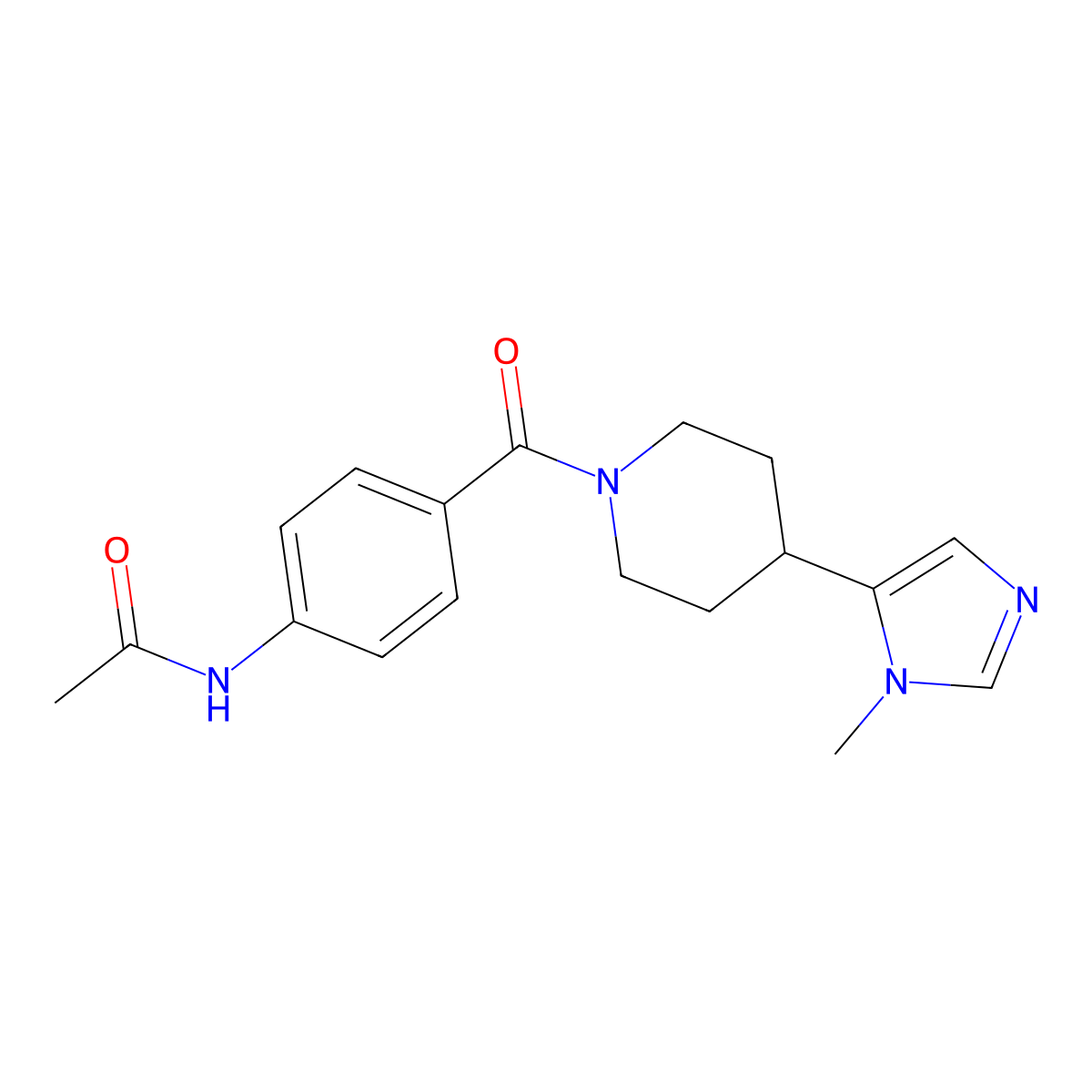 N-{4-[4-(1-methyl-1H-imidazol-5-yl)piperidine-1-carbonyl]phenyl}acetamide molecular structure, CAS 2320209-01-4
