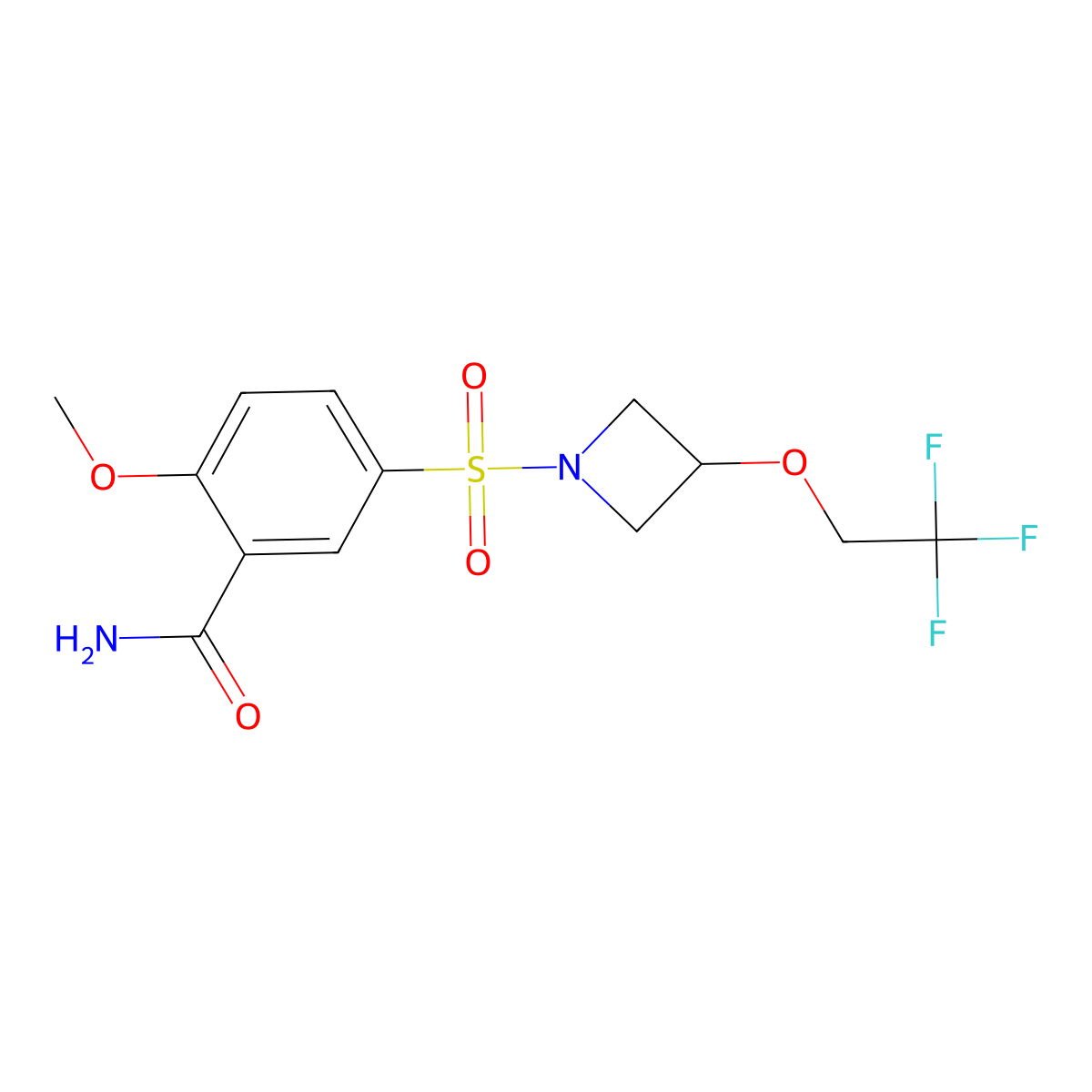 2-Methoxy-5-{[3-(2,2,2-trifluoroethoxy)azetidin-1-yl]sulfonyl}benzamide molecular structure, CAS 2320209-12-7