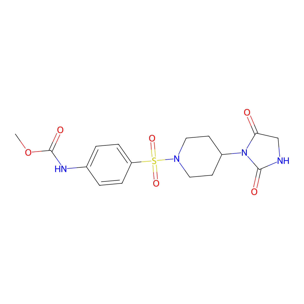 Methyl (4-((4-(2,5-dioxoimidazolidin-1-yl)piperidin-1-yl)sulfonyl)phenyl)carbamate molecular structure, CAS 2320209-28-5