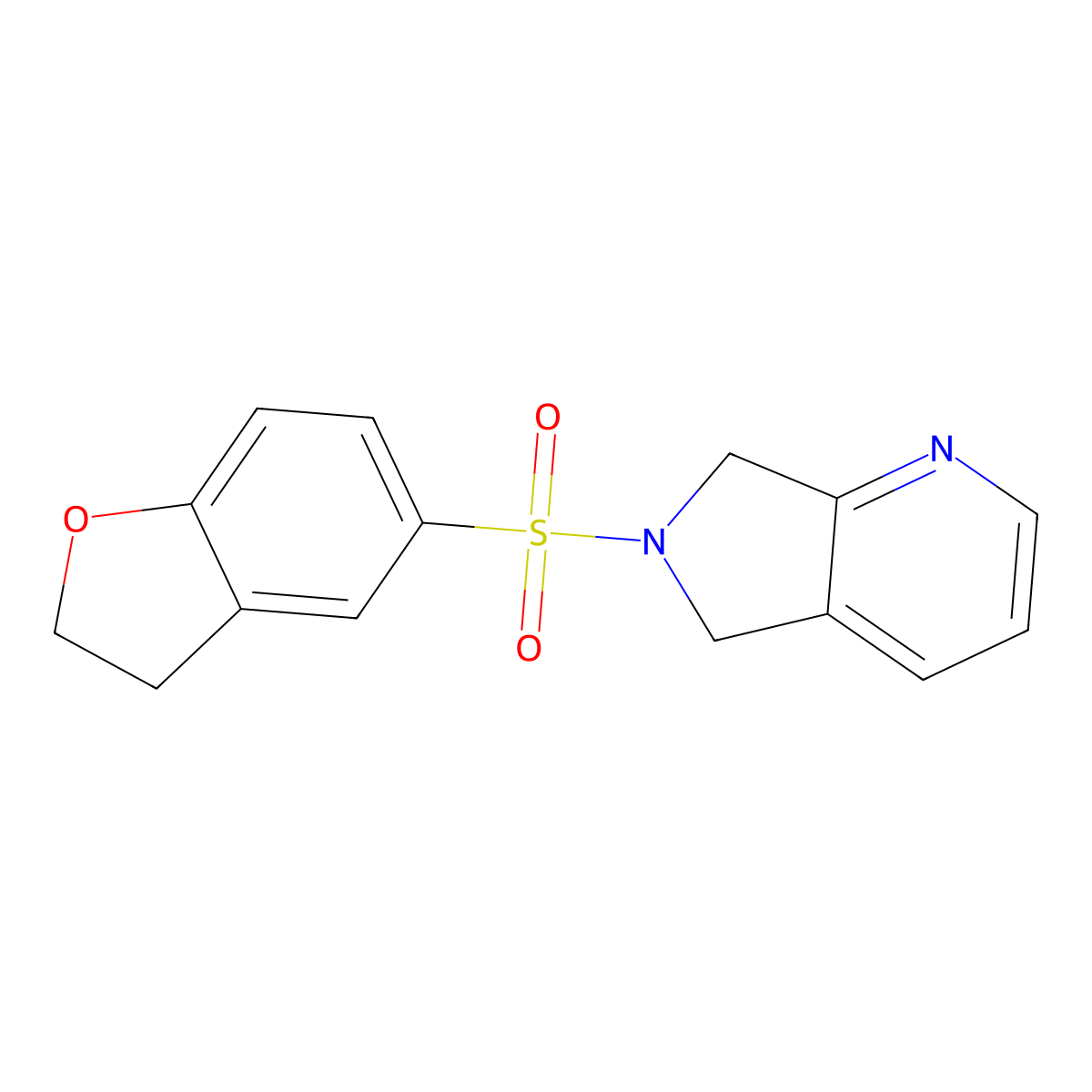 6-((2,3-dihydrobenzofuran-5-yl)sulfonyl)-6,7-dihydro-5H-pyrrolo[3,4-b]pyridine molecular structure, CAS 2320209-51-4