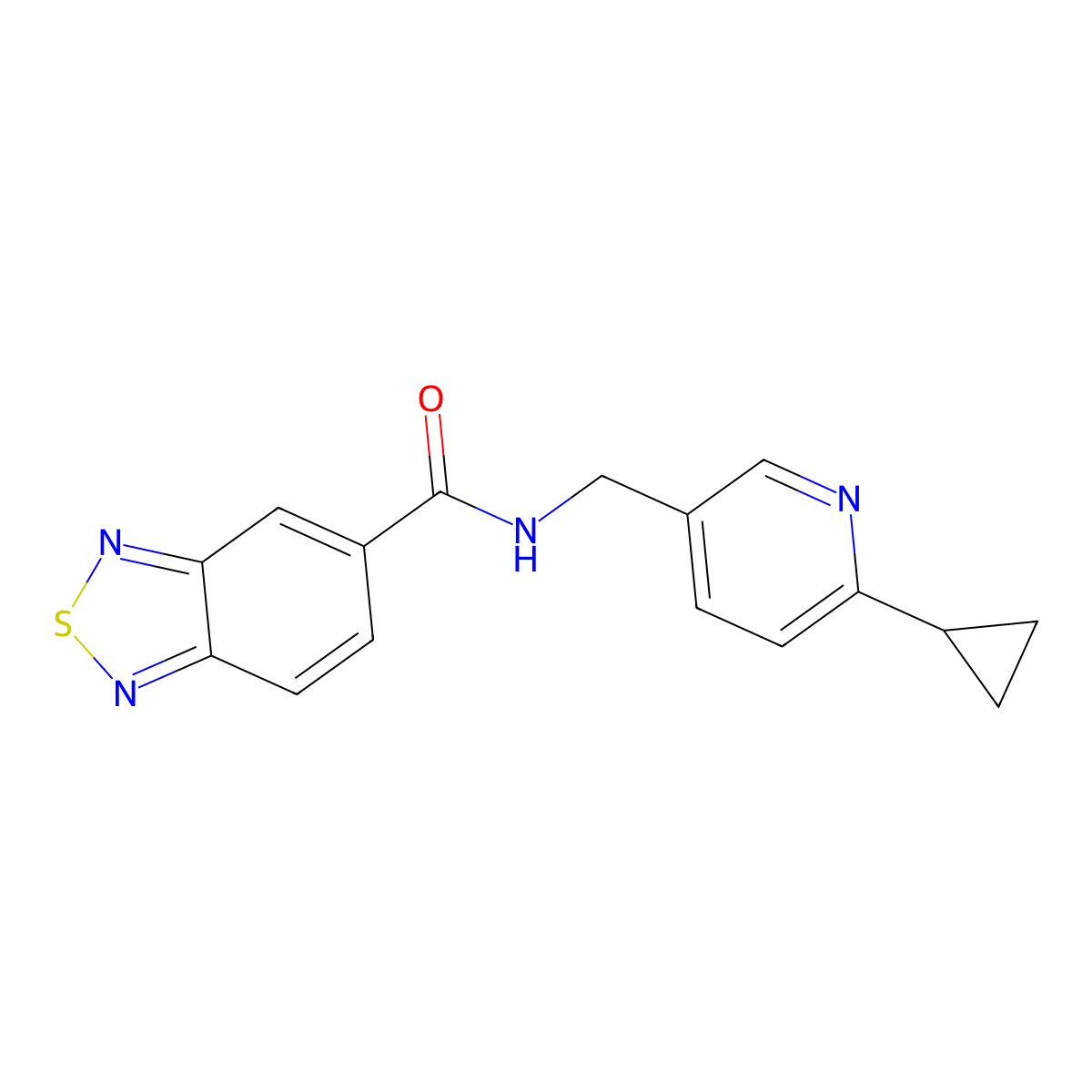 N-[(6-cyclopropylpyridin-3-yl)methyl]-2,1,3-benzothiadiazole-5-carboxamide molecular structure, CAS 2320209-58-1