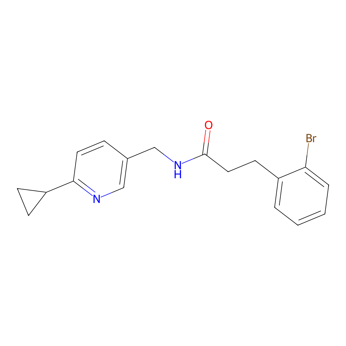 3-(2-bromophenyl)-N-[(6-cyclopropylpyridin-3-yl)methyl]propanamide molecular structure, CAS 2320209-68-3
