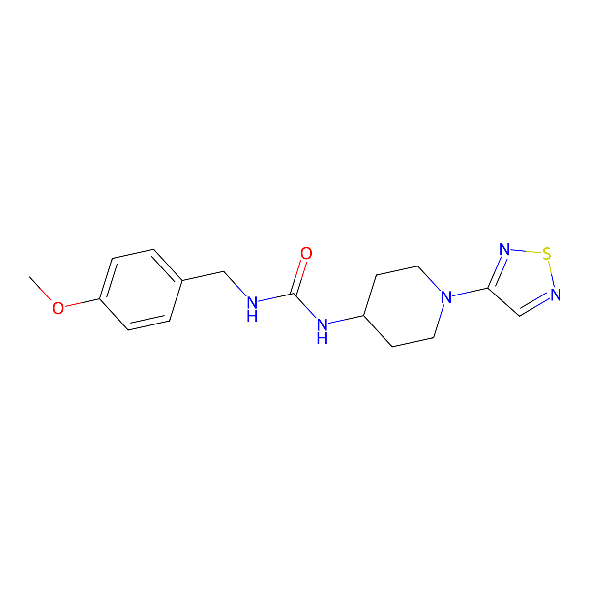 1-[(4-Methoxyphenyl)methyl]-3-[1-(1,2,5-thiadiazol-3-yl)piperidin-4-yl]urea molecular structure, CAS 2320209-73-0