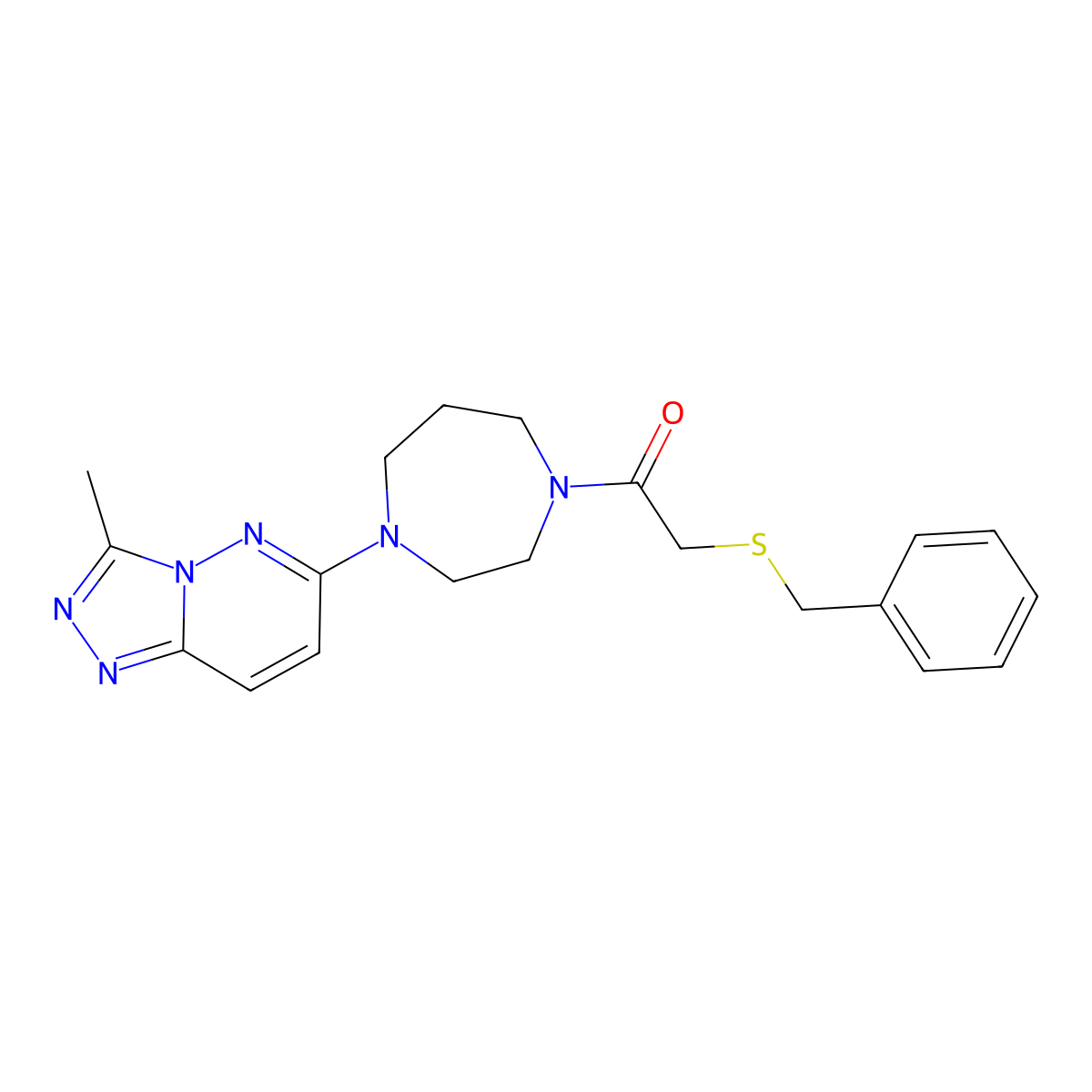 2-(Benzylsulfanyl)-1-(4-{3-methyl-[1,2,4]triazolo[4,3-b]pyridazin-6-yl}-1,4-diazepan-1-yl)ethan-1-one molecular structure, CAS 2320209-74-1