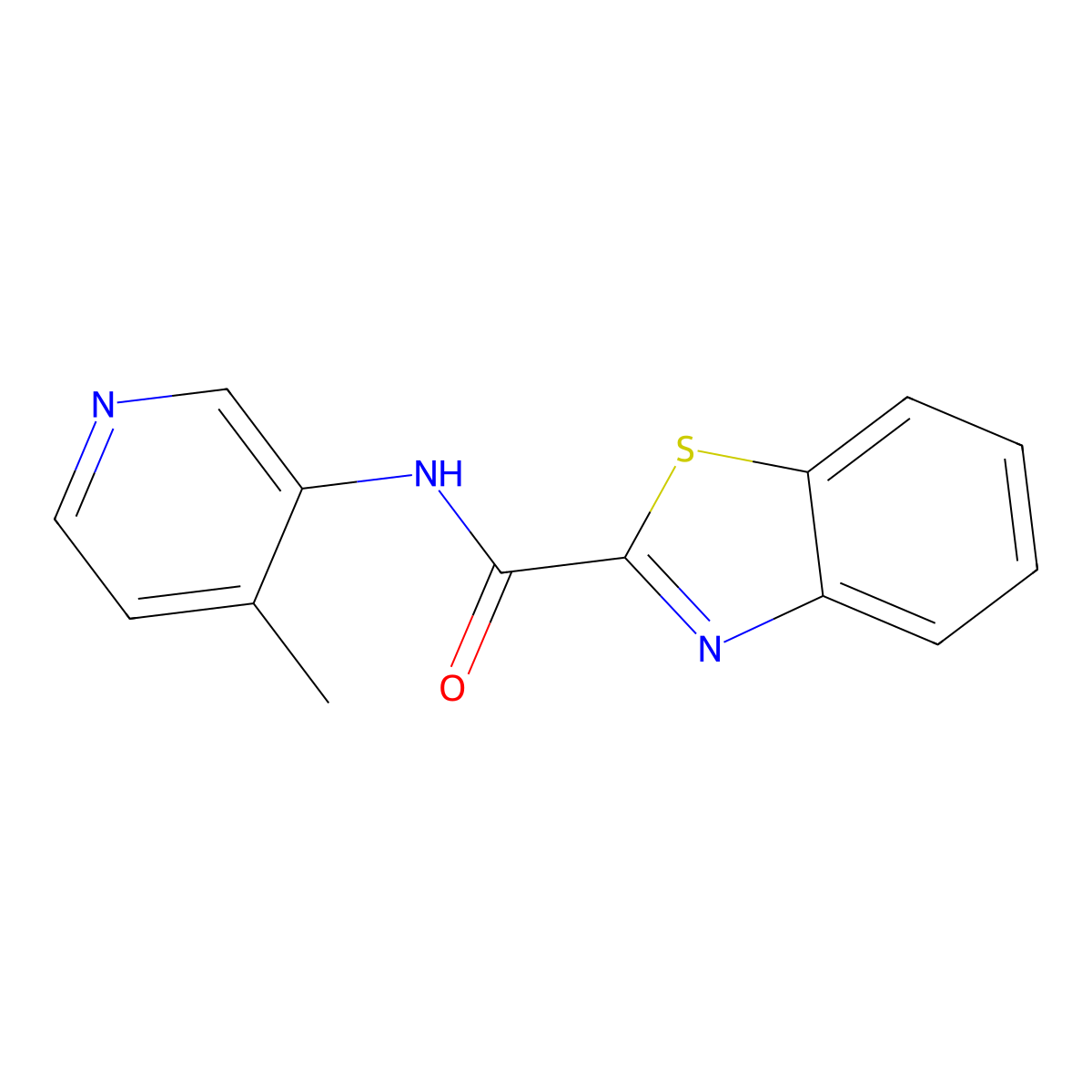 N-(4-methylpyridin-3-yl)-1,3-benzothiazole-2-carboxamide molecular structure, CAS 2320209-81-0