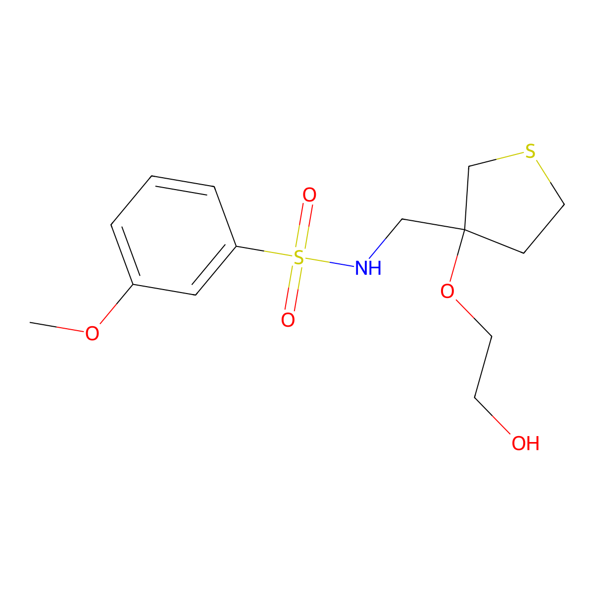 N-{[3-(2-hydroxyethoxy)thiolan-3-yl]methyl}-3-methoxybenzene-1-sulfonamide molecular structure, CAS 2320209-82-1