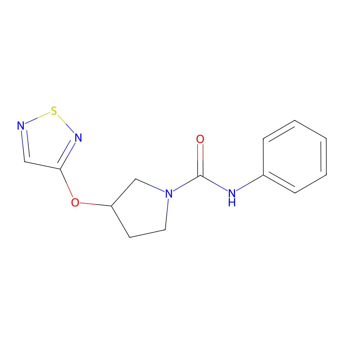 N-Phenyl-3-(1,2,5-thiadiazol-3-yloxy)pyrrolidine-1-carboxamide molecular structure, CAS 2320209-98-9