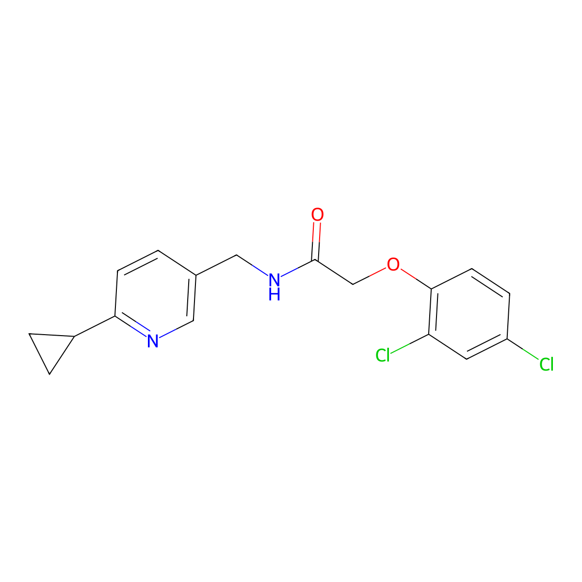 N-[(6-cyclopropylpyridin-3-yl)methyl]-2-(2,4-dichlorophenoxy)acetamide molecular structure, CAS 2320210-21-5
