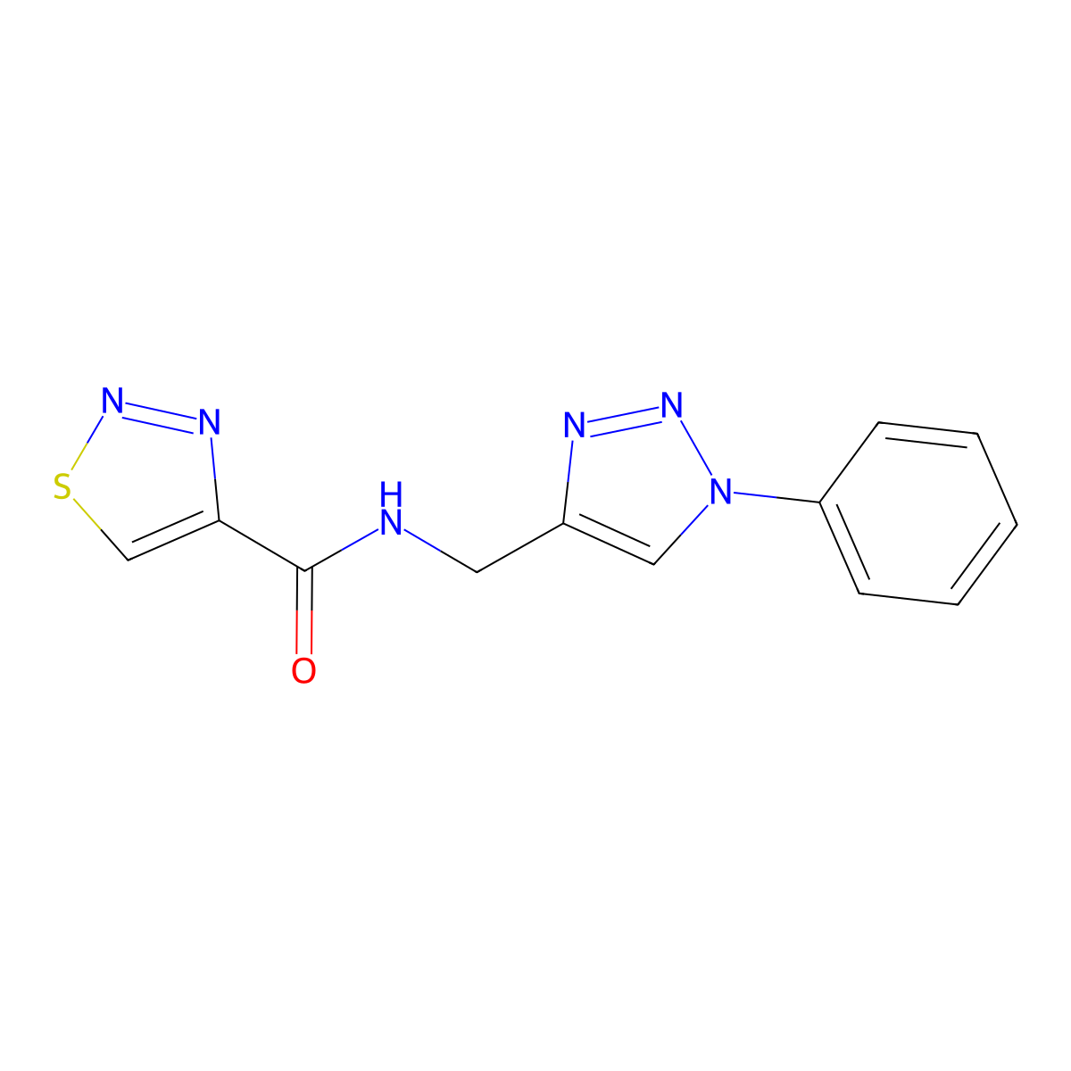 N-[(1-phenyl-1H-1,2,3-triazol-4-yl)methyl]-1,2,3-thiadiazole-4-carboxamide molecular structure, CAS 2320210-30-6