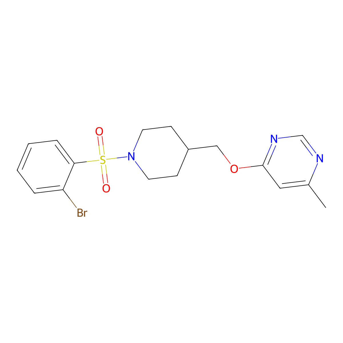 4-{[1-(2-Bromobenzenesulfonyl)piperidin-4-yl]methoxy}-6-methylpyrimidine molecular structure, CAS 2320210-36-2