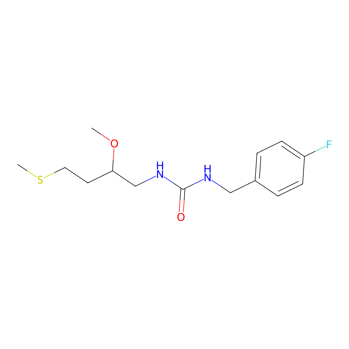 1-[(4-Fluorophenyl)methyl]-3-[2-methoxy-4-(methylsulfanyl)butyl]urea molecular structure, CAS 2320210-37-3
