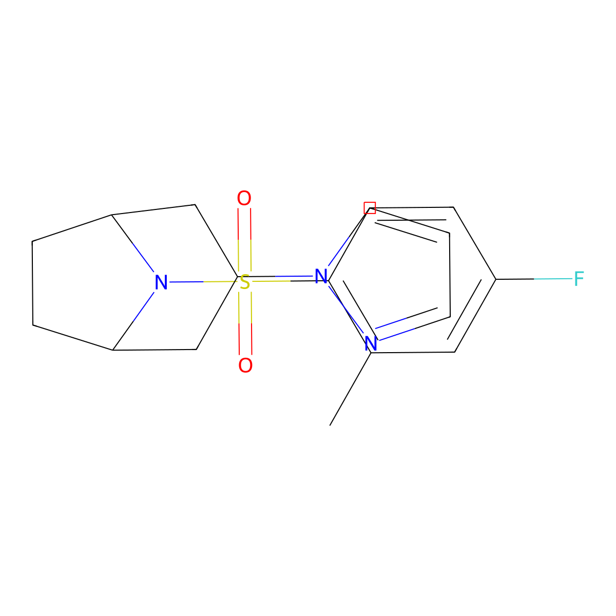 8-(4-fluoro-2-methylbenzenesulfonyl)-3-(1H-pyrazol-1-yl)-8-azabicyclo[3.2.1]octane molecular structure, CAS 2320210-59-9