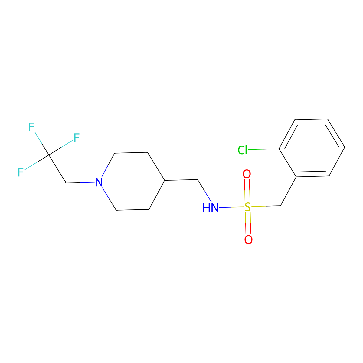 1-(2-chlorophenyl)-N-{[1-(2,2,2-trifluoroethyl)piperidin-4-yl]methyl}methanesulfonamide molecular structure, CAS 2320211-05-8