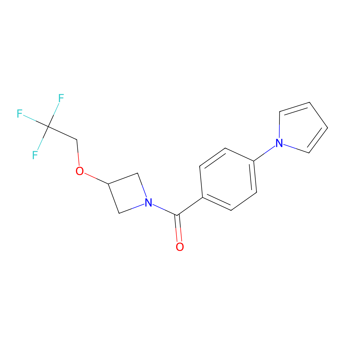 (4-(1H-pyrrol-1-yl)phenyl)(3-(2,2,2-trifluoroethoxy)azetidin-1-yl)methanone molecular structure, CAS 2320211-21-8