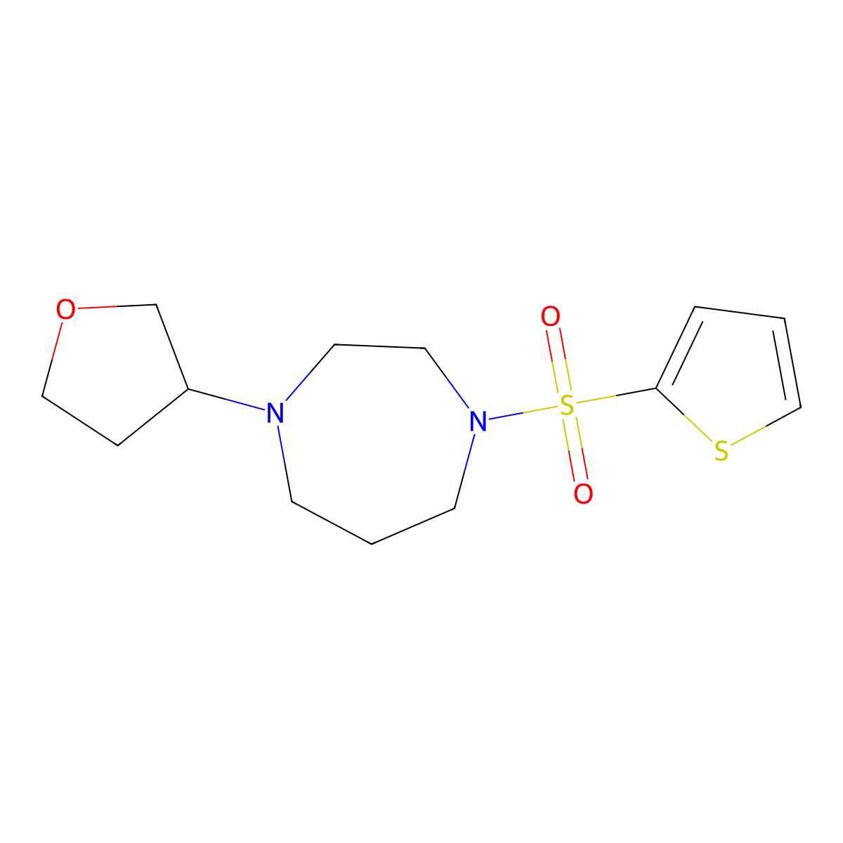 1-(Oxolan-3-yl)-4-(thiophene-2-sulfonyl)-1,4-diazepane molecular structure, CAS 2320211-25-2