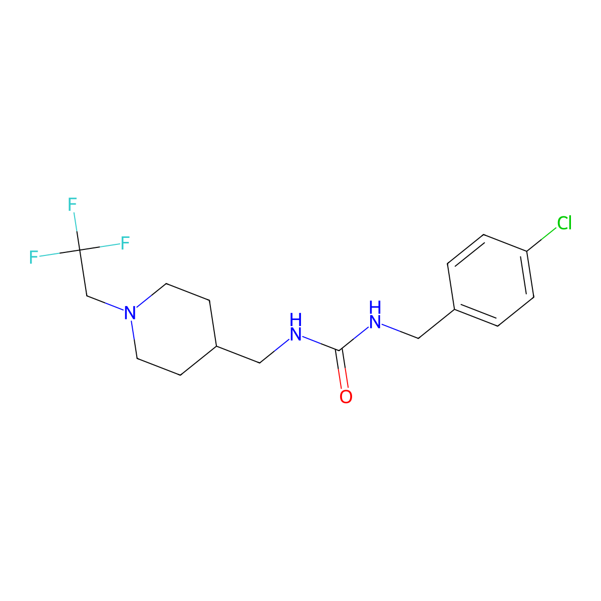 1-[(4-Chlorophenyl)methyl]-3-{[1-(2,2,2-trifluoroethyl)piperidin-4-yl]methyl}urea molecular structure, CAS 2320211-41-2