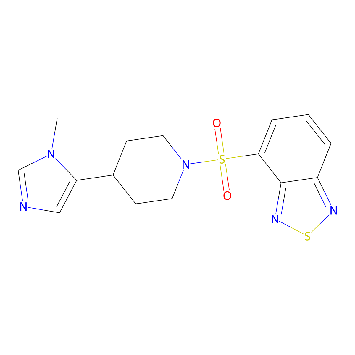 4-{[4-(1-methyl-1H-imidazol-5-yl)piperidin-1-yl]sulfonyl}-2,1,3-benzothiadiazole molecular structure, CAS 2320211-46-7