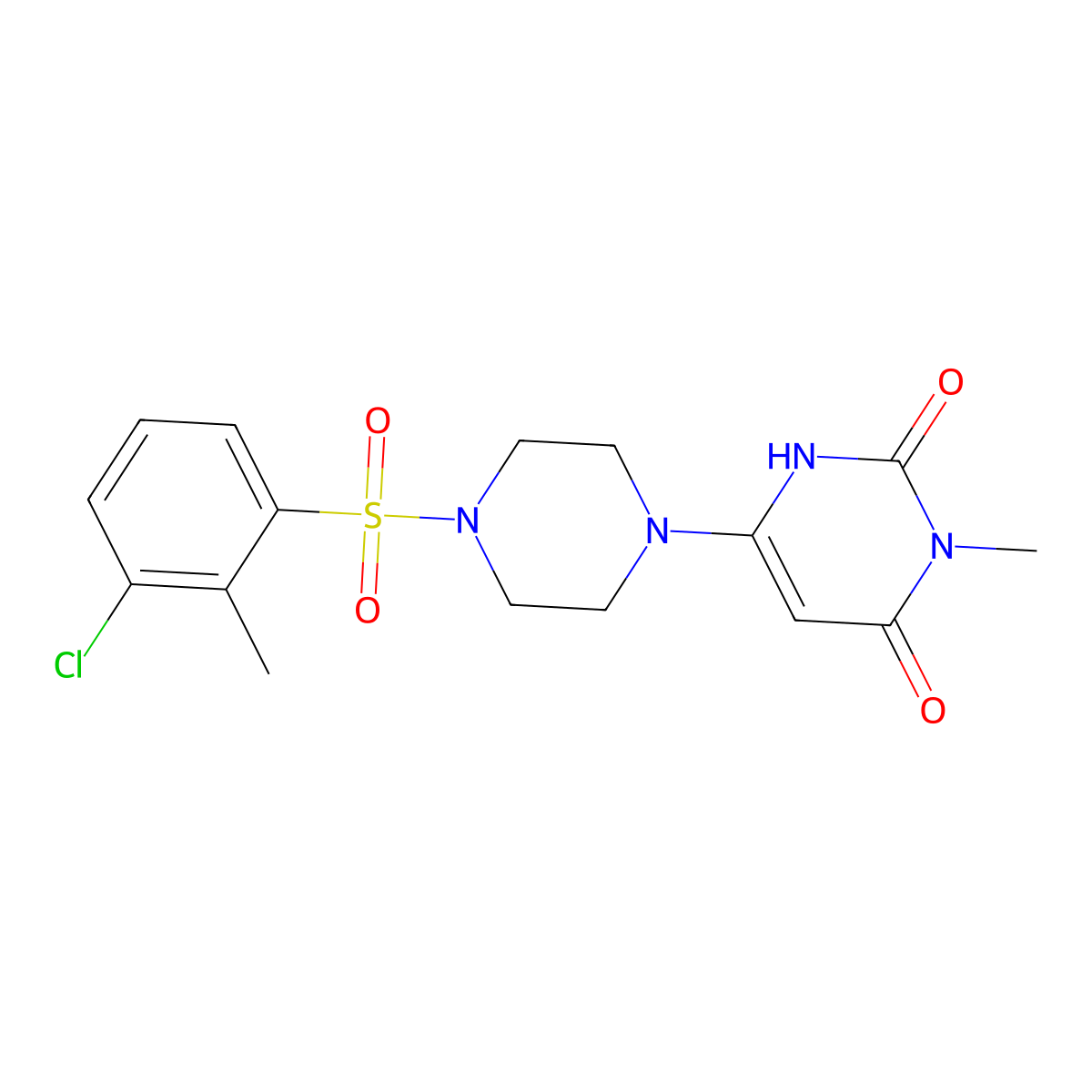 6-[4-(3-Chloro-2-methylbenzenesulfonyl)piperazin-1-yl]-3-methyl-1,2,3,4-tetrahydropyrimidine-2,4-dione molecular structure, CAS 2320211-48-9