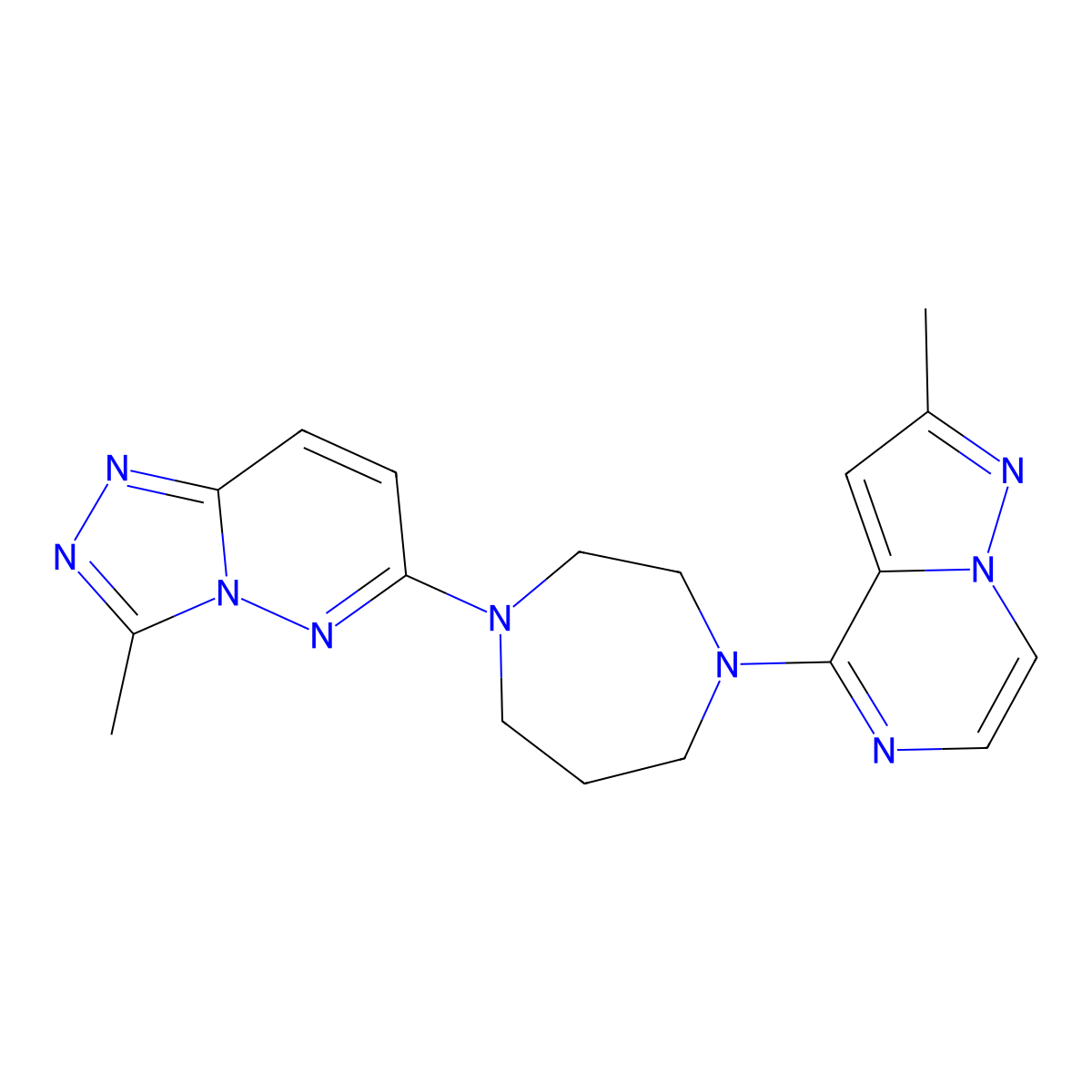 1-{3-Methyl-[1,2,4]triazolo[4,3-b]pyridazin-6-yl}-4-{2-methylpyrazolo[1,5-a]pyrazin-4-yl}-1,4-diazepane molecular structure, CAS 2320211-57-0