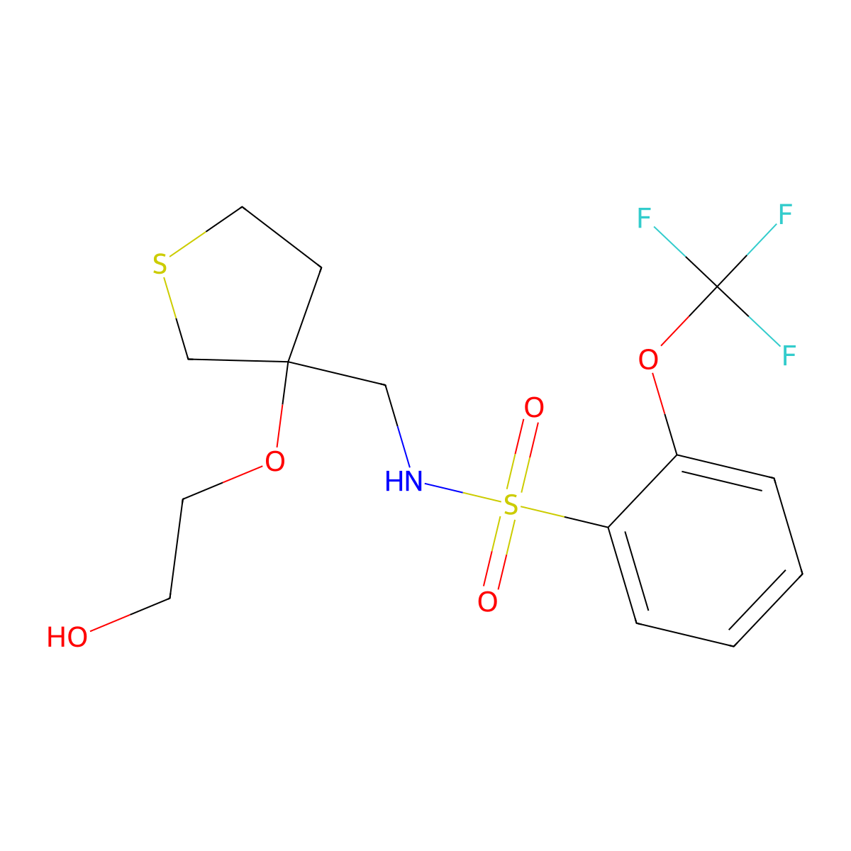 N-{[3-(2-hydroxyethoxy)thiolan-3-yl]methyl}-2-(trifluoromethoxy)benzene-1-sulfonamide molecular structure, CAS 2320212-05-1