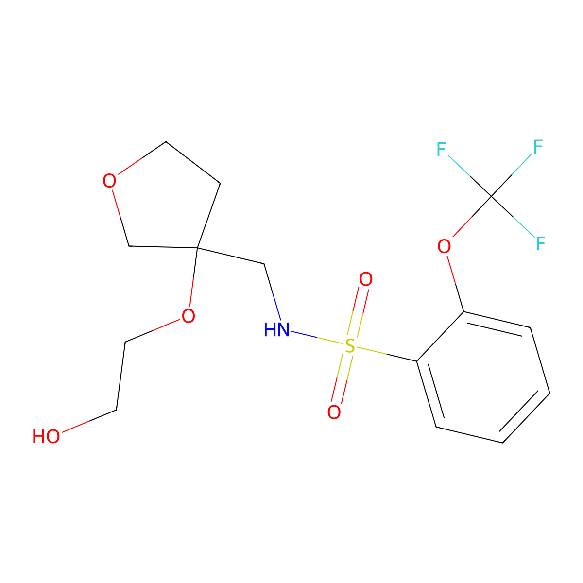 N-((3-(2-hydroxyethoxy)tetrahydrofuran-3-yl)methyl)-2-(trifluoromethoxy)benzenesulfonamide molecular structure, CAS 2320212-27-7