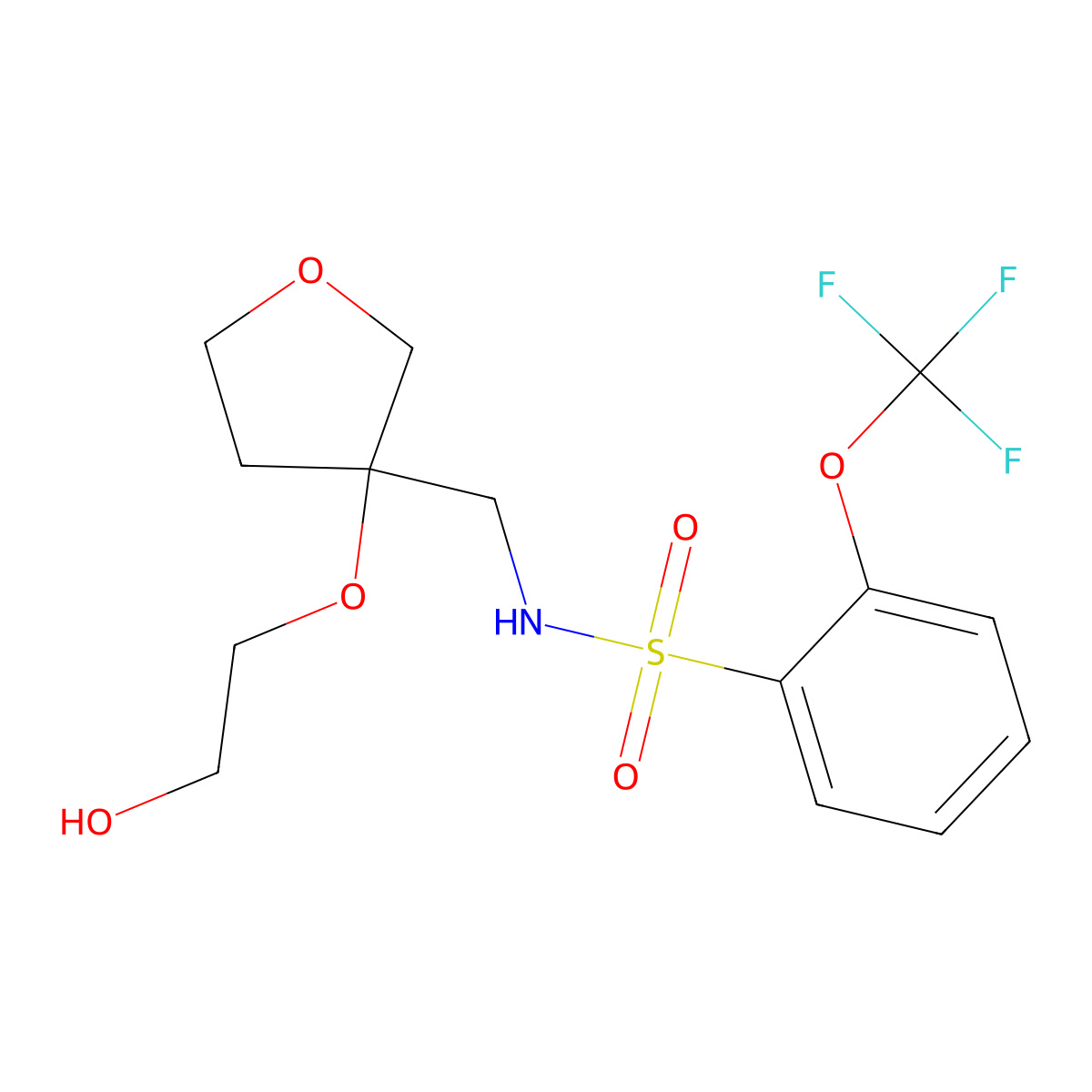 N-((3-(2-hydroxyethoxy)tetrahydrofuran-3-yl)methyl)-2-(trifluoromethoxy)benzenesulfonamide molecular structure, CAS 2320212-27-7