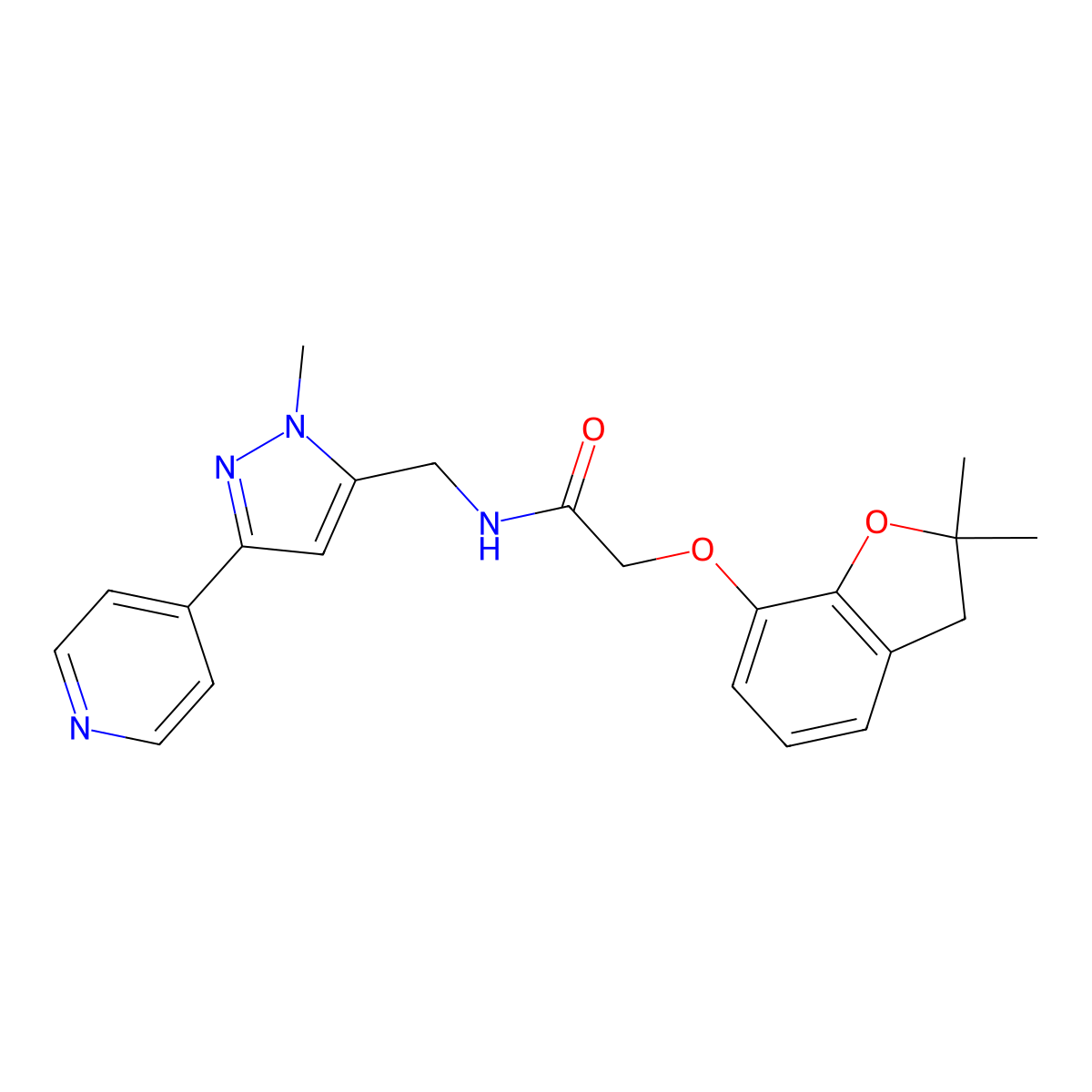 2-[(2,2-dimethyl-2,3-dihydro-1-benzofuran-7-yl)oxy]-N-{[1-methyl-3-(pyridin-4-yl)-1H-pyrazol-5-yl]methyl}acetamide molecular structure, CAS 2320212-28-8