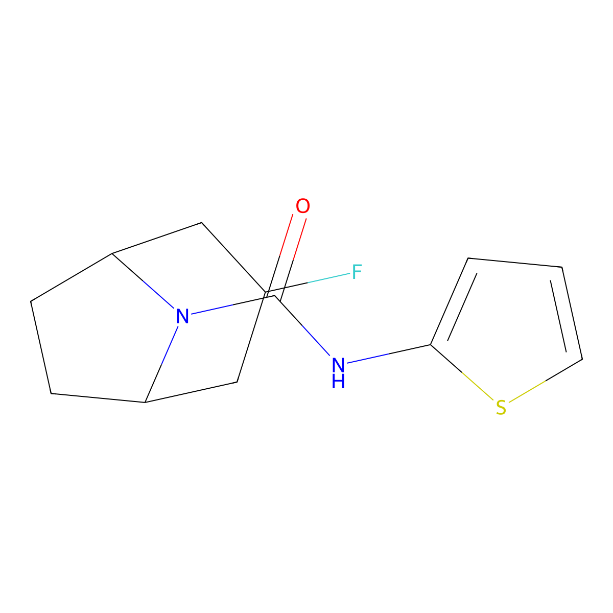 3-fluoro-N-(thiophen-2-yl)-8-azabicyclo[3.2.1]octane-8-carboxamide molecular structure, CAS 2320212-79-9