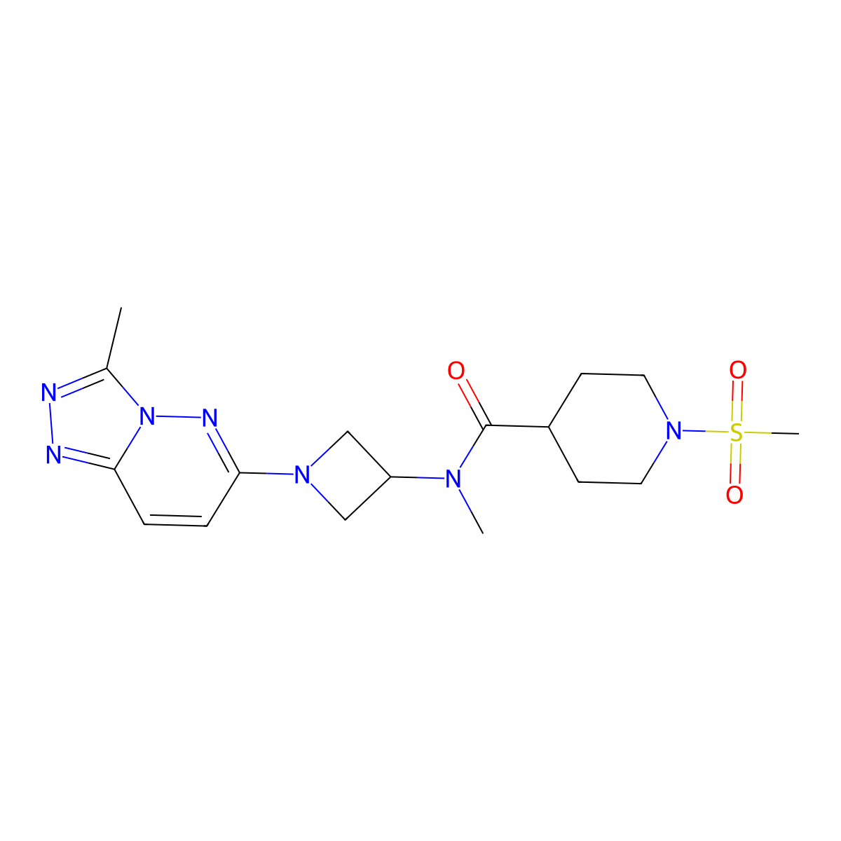 1-methanesulfonyl-N-methyl-N-(1-{3-methyl-[1,2,4]triazolo[4,3-b]pyridazin-6-yl}azetidin-3-yl)piperidine-4-carboxamide molecular structure, CAS 2320212-80-2