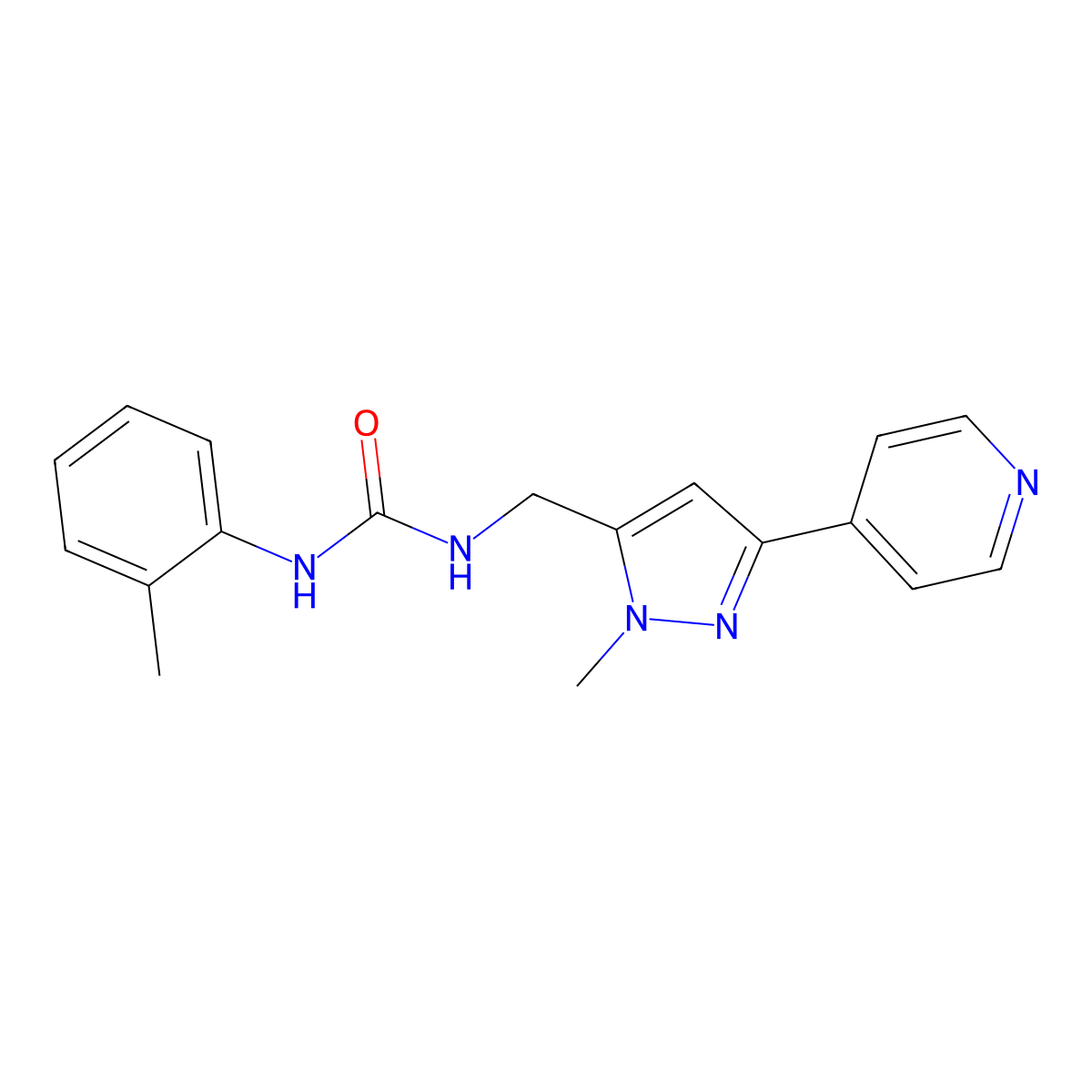 3-{[1-methyl-3-(pyridin-4-yl)-1H-pyrazol-5-yl]methyl}-1-(2-methylphenyl)urea molecular structure, CAS 2320213-01-0