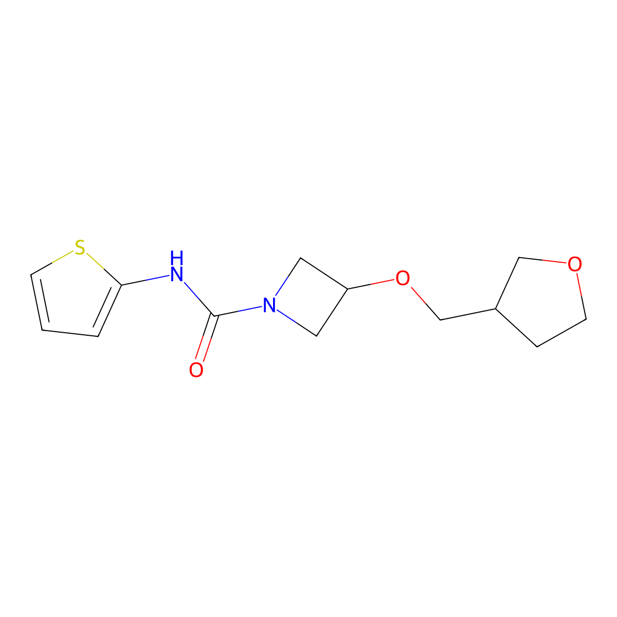 3-[(oxolan-3-yl)methoxy]-N-(thiophen-2-yl)azetidine-1-carboxamide molecular structure, CAS 2320213-07-6