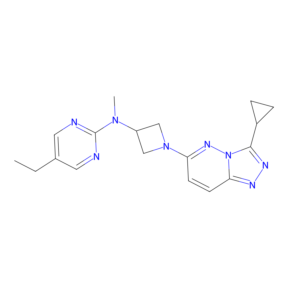 N-(1-{3-cyclopropyl-[1,2,4]triazolo[4,3-b]pyridazin-6-yl}azetidin-3-yl)-5-ethyl-N-methylpyrimidin-2-amine molecular structure, CAS 2320213-13-4