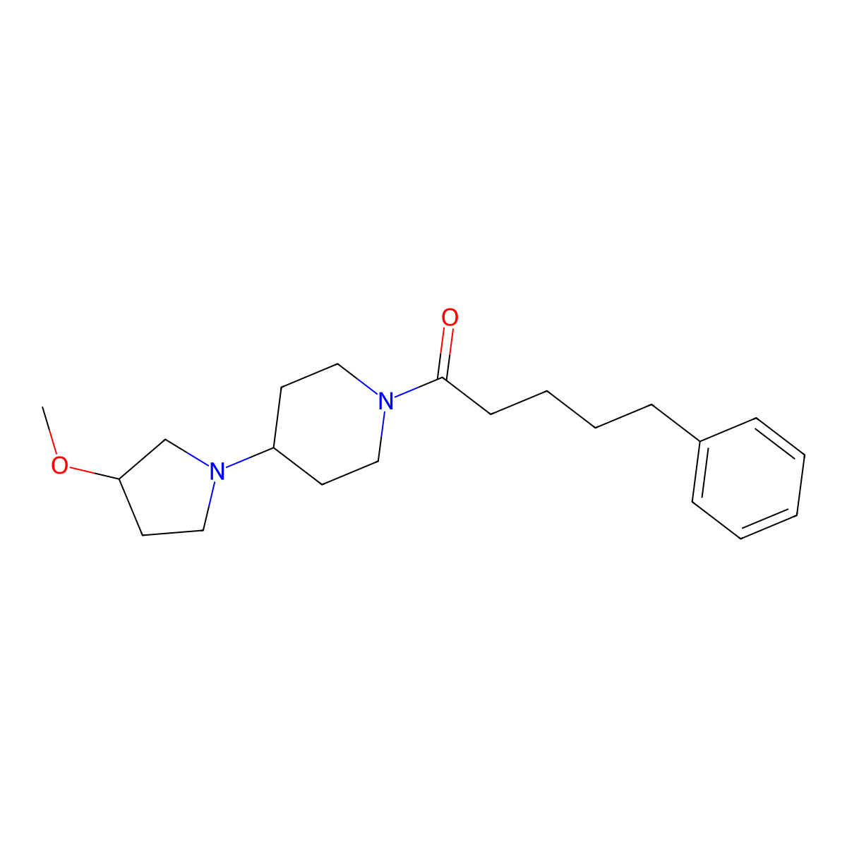 1-[4-(3-Methoxypyrrolidin-1-yl)piperidin-1-yl]-5-phenylpentan-1-one molecular structure, CAS 2320213-29-2