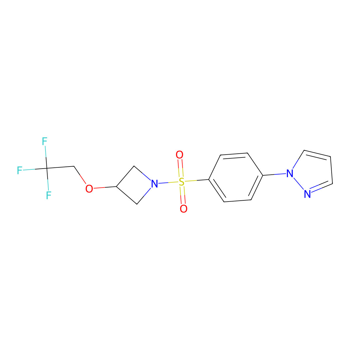 1-(4-((3-(2,2,2-trifluoroethoxy)azetidin-1-yl)sulfonyl)phenyl)-1H-pyrazole molecular structure, CAS 2320213-53-2