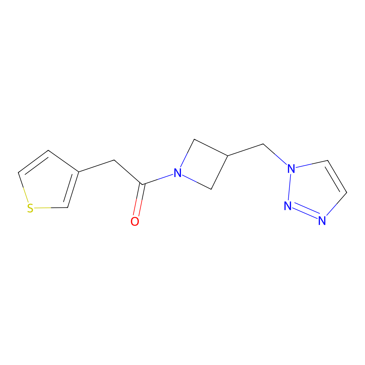 2-(thiophen-3-yl)-1-{3-[(1H-1,2,3-triazol-1-yl)methyl]azetidin-1-yl}ethan-1-one molecular structure, CAS 2320213-56-5