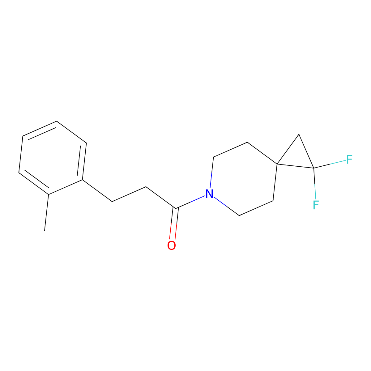 1-{1,1-Difluoro-6-azaspiro[2.5]octan-6-yl}-3-(2-methylphenyl)propan-1-one molecular structure, CAS 2320213-59-8